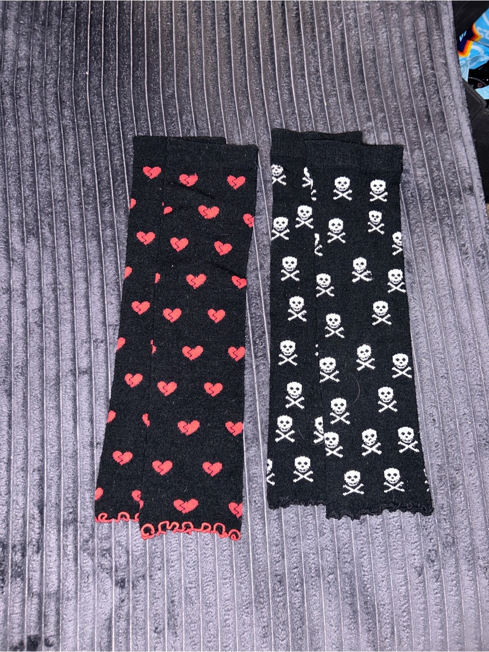 Broken Heart and Skull Leg Warmers Y2K Emo Goth